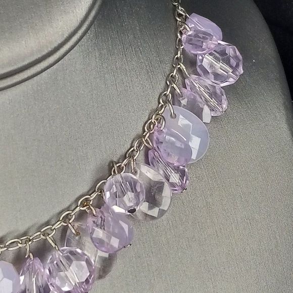 IJC Italy 925 Silver Lilac Beaded Bracelet, Necklace Set Bridal‎ Formal Prom - Picture 4 of 9